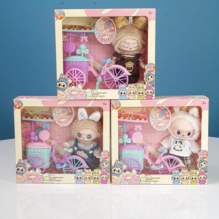 عروسک جاکلیدی لبوبو به همراه دوچرخه اسنک labubu کد JZ761A19