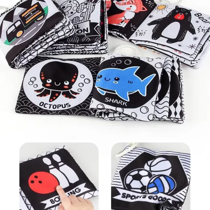 کتاب پارچه ای آموزشی سیاه و سفید مدل ورزشی کد 665363