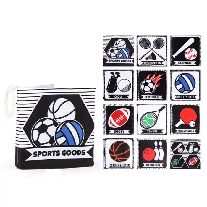 کتاب پارچه ای آموزشی سیاه و سفید مدل ورزشی کد 665363