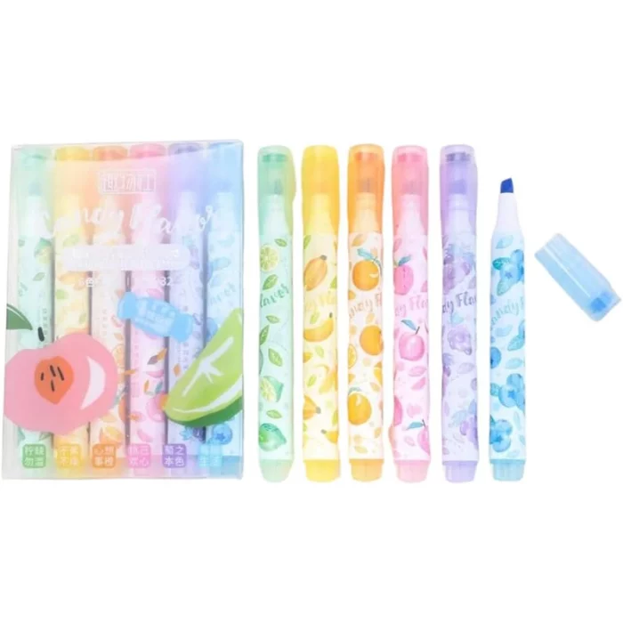 هایلایتر و مهر 6 عددی فانتزی طرح میوه کد P/932/A