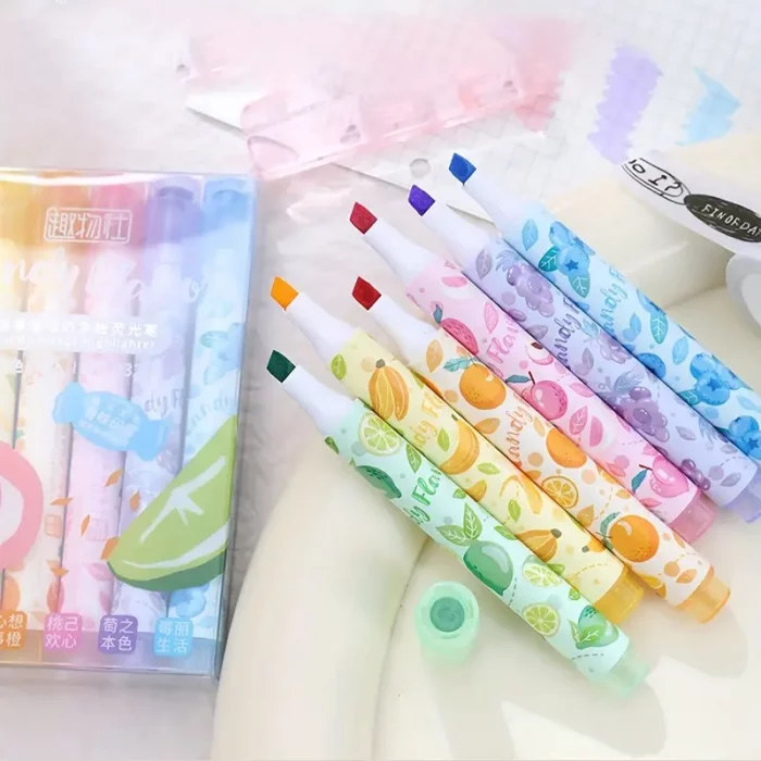 هایلایتر و مهر 6 عددی فانتزی طرح میوه کد P/932/A