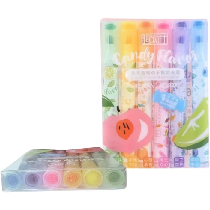 هایلایتر و مهر 6 عددی فانتزی طرح میوه کد P/932/A