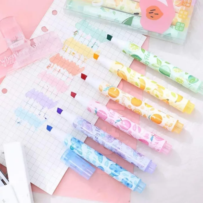 هایلایتر و مهر 6 عددی فانتزی طرح میوه کد P/932/A