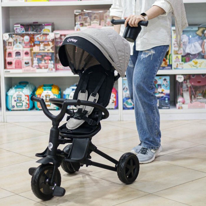 سه چرخه کودک تاشو پلی کیدز مدل Play Kids Nova plus Eva  رنگ طوسی کد 624716