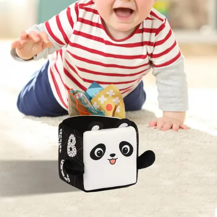 باکس دستمال حسی مونته سوری سیاه و سفید طرح پاندا کد QBX145A