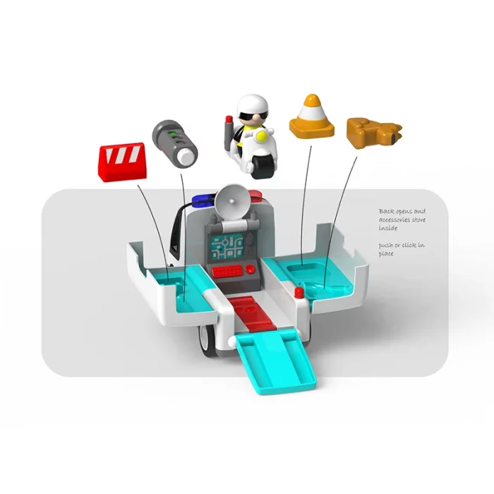 ماشين پلیس اسباب بازی با تجهيزات هولی تويز HUILE TOYS کد HE9985