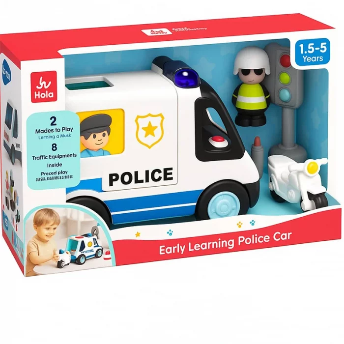 ماشين پلیس اسباب بازی با تجهيزات هولی تويز HUILE TOYS کد HE9985