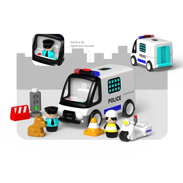 ماشين پلیس اسباب بازی با تجهيزات هولی تويز HUILE TOYS کد HE9985