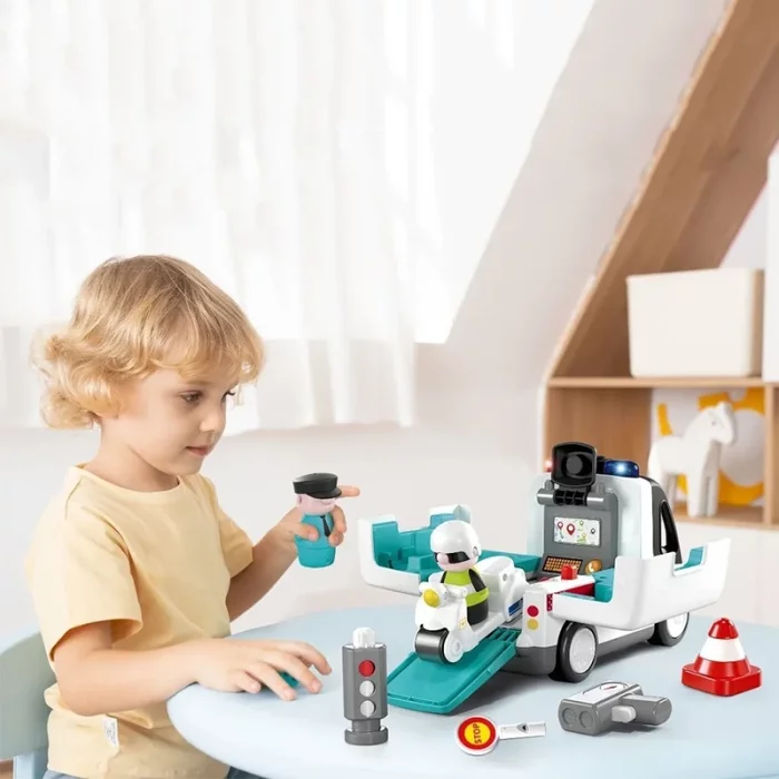 ماشين پلیس اسباب بازی با تجهيزات هولی تويز HUILE TOYS کد HE9985