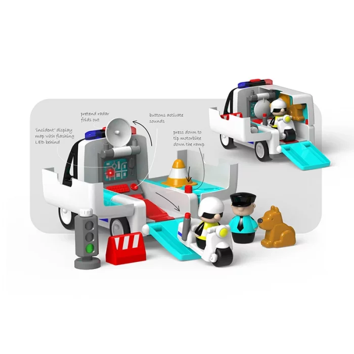 ماشين پلیس اسباب بازی با تجهيزات هولی تويز HUILE TOYS کد HE9985