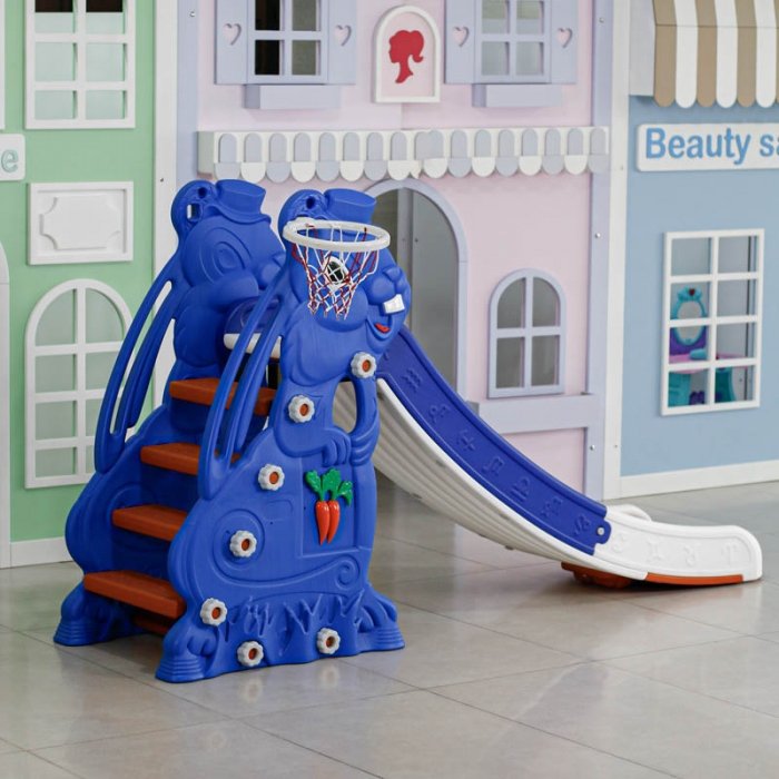 سرسره کودک مدل خرگوش سرمه ای با حلقه بسکتبال مدل P/PS5135/A