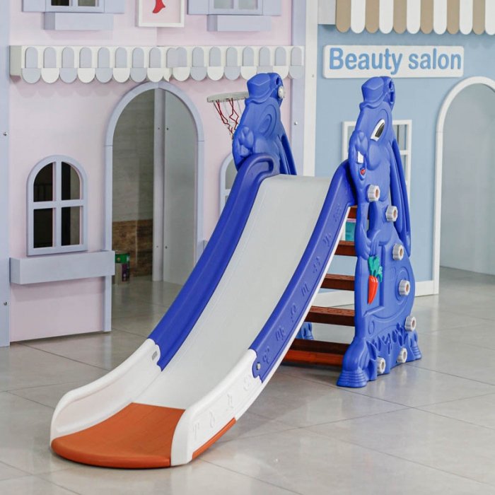 سرسره کودک مدل خرگوش سرمه ای با حلقه بسکتبال مدل P/PS5135/A