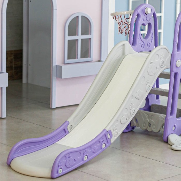 تاب و سرسره کودک هپی بنفش با حلقه بسکتبال مدل P/PS5146/BN