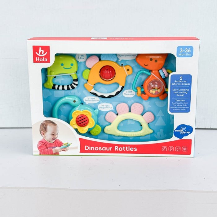 ست جغجغه و دندانگیر 5 عددی هولی تویز Huile Toys مدل دایناسور کد 1109