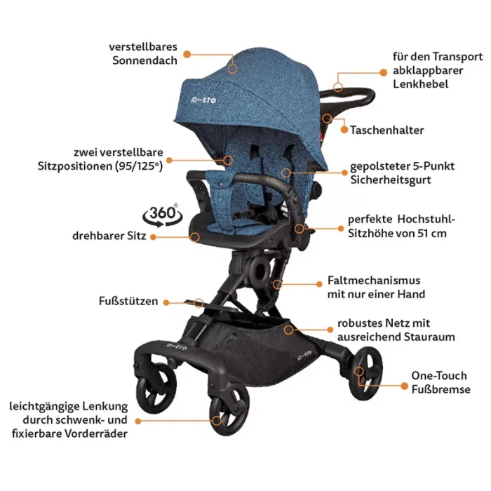 کالسکه کودک 2 کاره رنگ ذغالی کد P/518/A