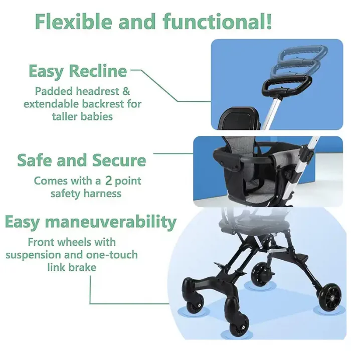 صندلی چرخدار کودک رنگ ذغالی کد P/518/A