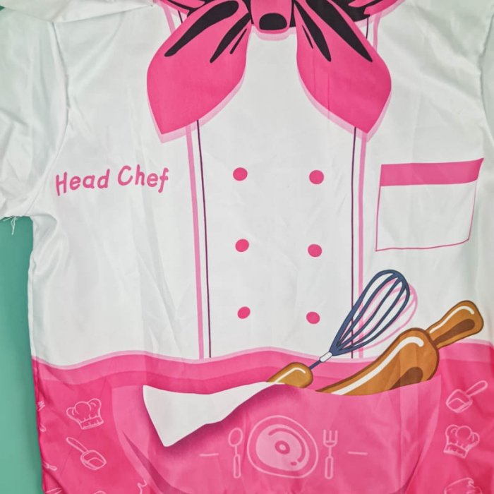 لباس مشاغل کودک مدل سرآشپز صورتی با لوازم کد PD2519