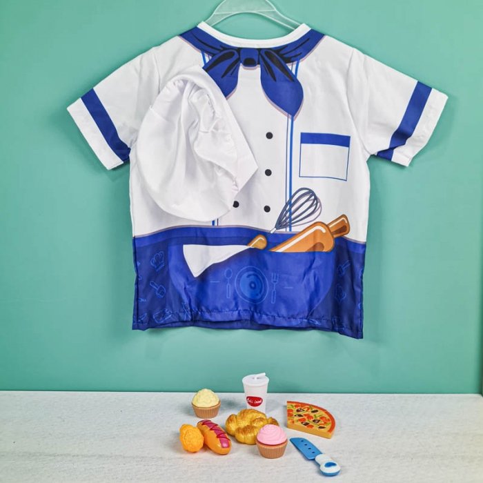 لباس مشاغل کودک مدل سرآشپز آبی با لوازم کد PD2518