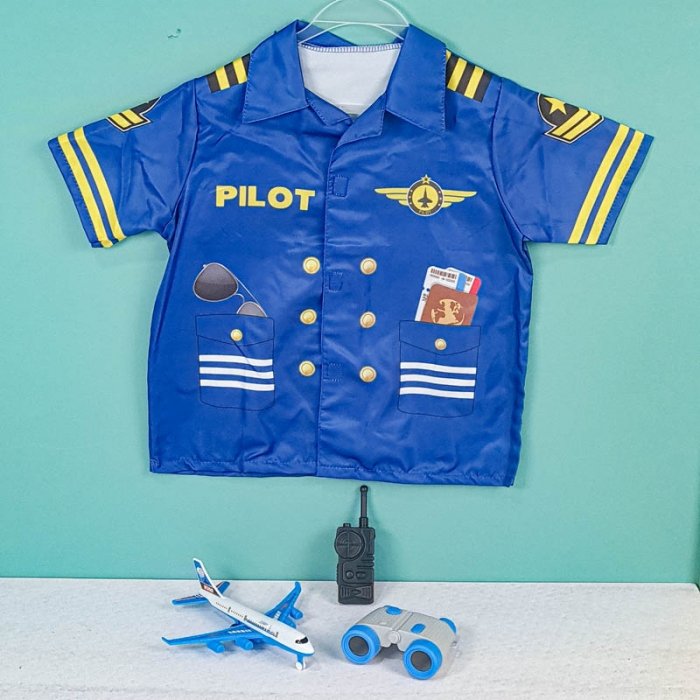 لباس مشاغل کودک مدل خلبان سورمه ای با لوازم کد PD2524