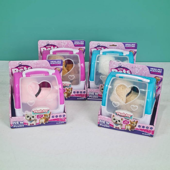 عروسک پولیشی سگ رباتیک با قفس رنگ قهوه ای کد P/66711/D