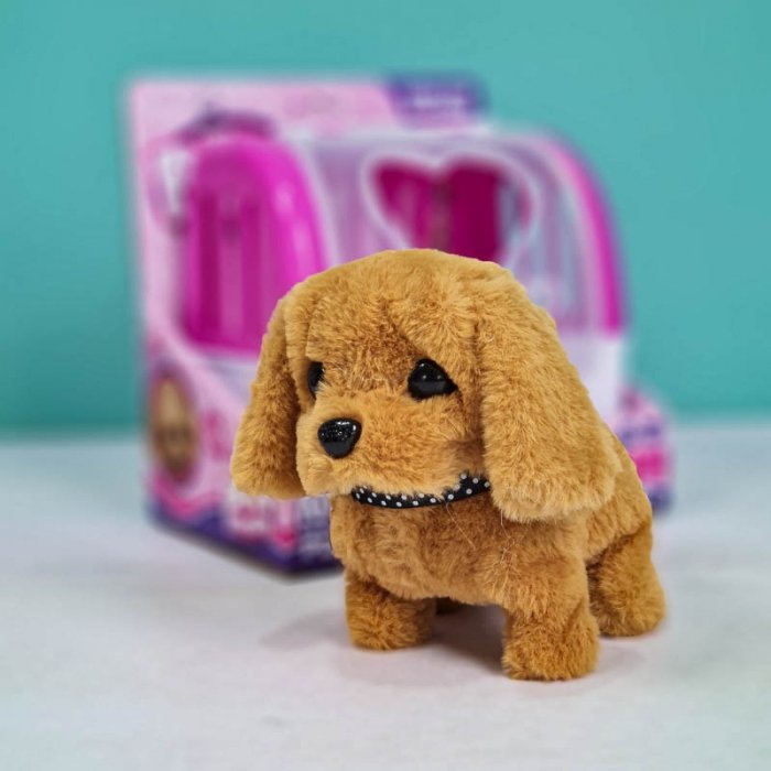 عروسک پولیشی سگ رباتیک با قفس رنگ قهوه ای کد P/66711/D