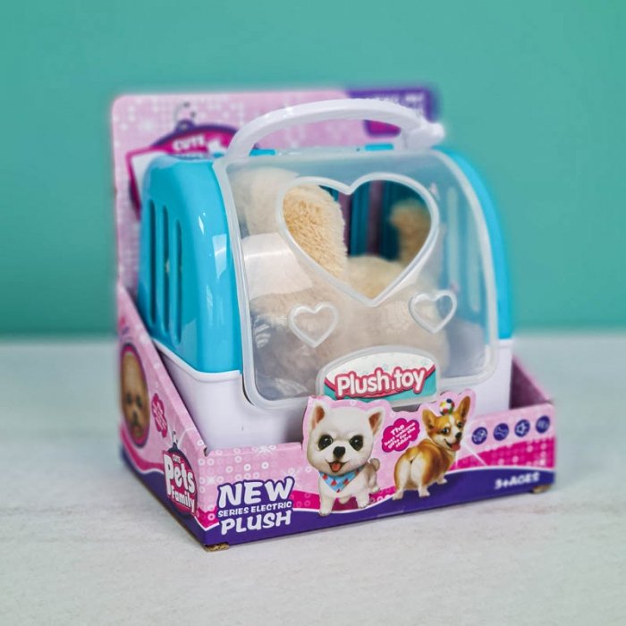 عروسک پولیشی سگ رباتیک با قفس رنگ گلد کد P/66711/C