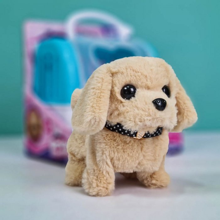 عروسک پولیشی سگ رباتیک با قفس رنگ گلد کد P/66711/C