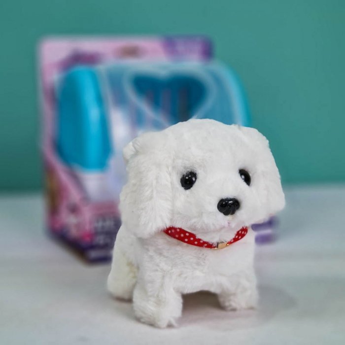 عروسک پولیشی سگ رباتیک با قفس رنگ سفید کد P/66711/B