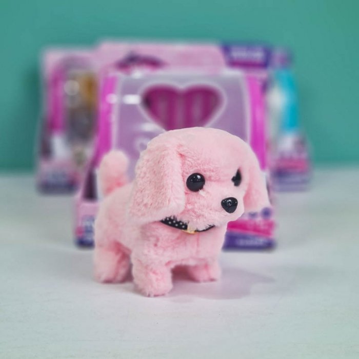 عروسک پولیشی سگ رباتیک با قفس رنگ صورتی کد P/66711/A