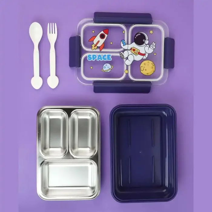 لانچ باکس واشر دار کودک 3 قسمتی طرح فضانورد کد 6359