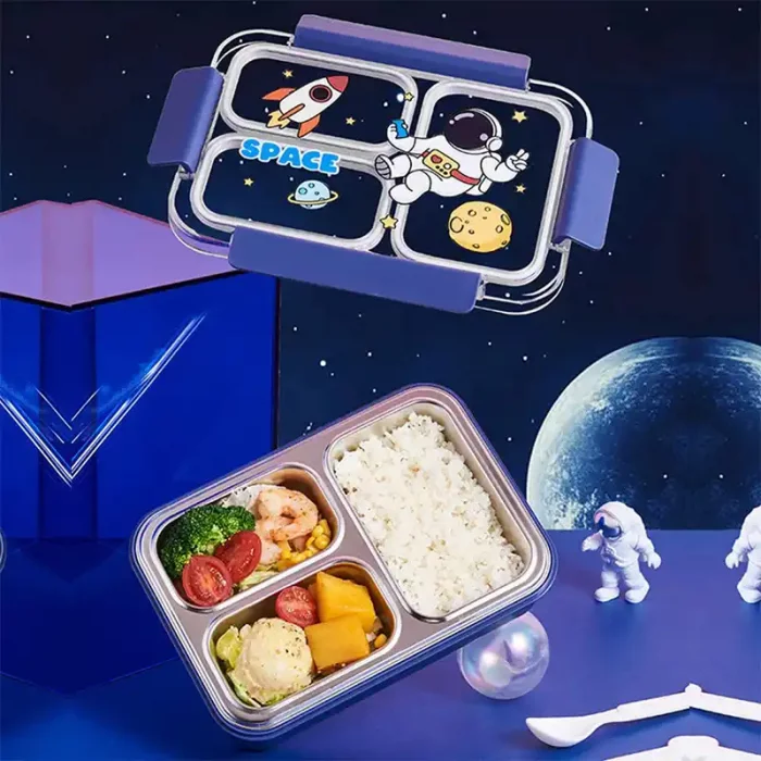 لانچ باکس واشر دار کودک 3 قسمتی طرح فضانورد کد 6359