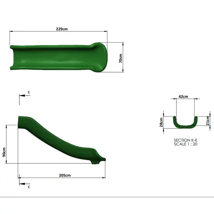 قطعه سرسره فضای باز کودک مدل سر تک ساده کد P347