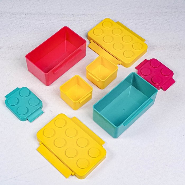 ظرف غذای 4 قسمتی لیلیان طرح لگو رنگ سرخابی سبزآبی کد P/82143/B