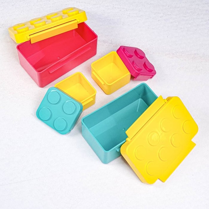 ظرف غذای 4 قسمتی لیلیان طرح لگو رنگ سرخابی سبزآبی کد P/82143/B