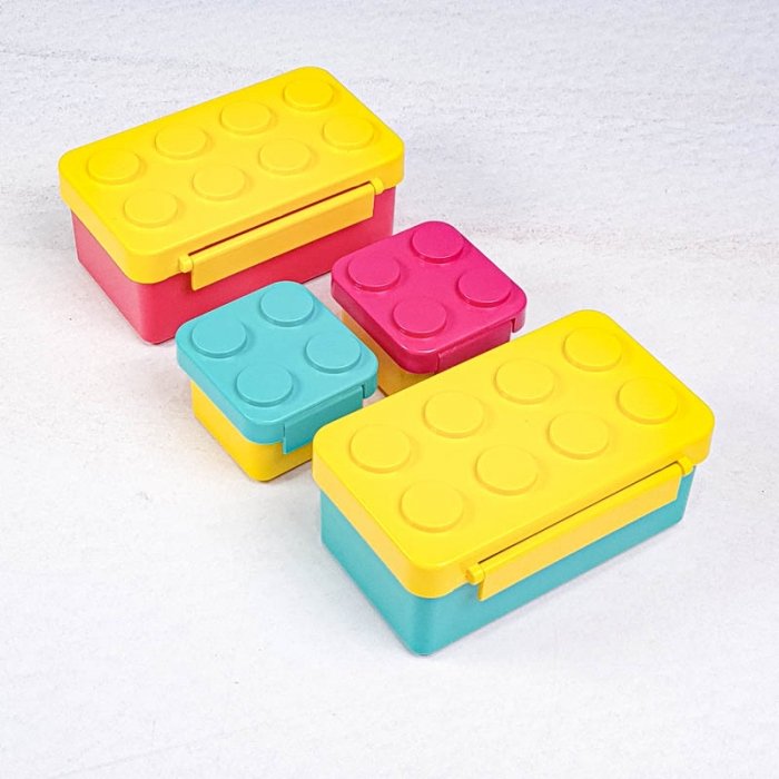 ظرف غذای 4 قسمتی لیلیان طرح لگو رنگ سرخابی سبزآبی کد P/82143/B