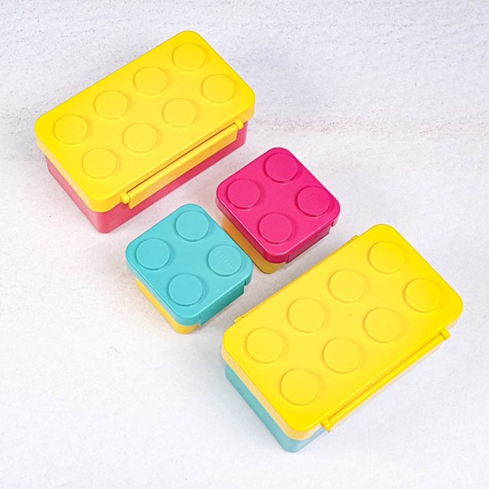 ظرف غذای 4 قسمتی لیلیان طرح لگو رنگ سرخابی سبزآبی کد P/82143/B