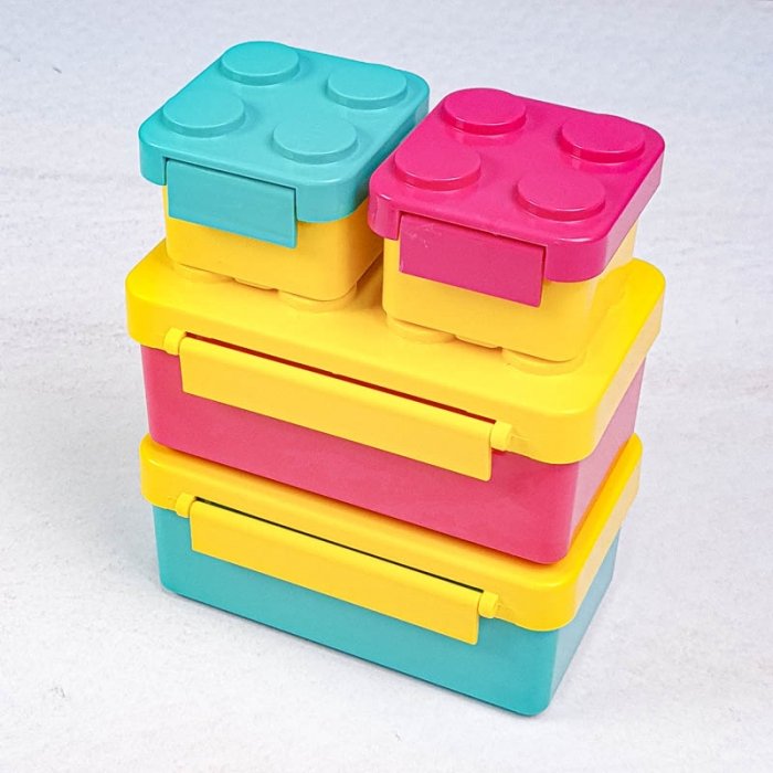 ظرف غذای 4 قسمتی لیلیان طرح لگو رنگ سرخابی سبزآبی کد P/82143/B