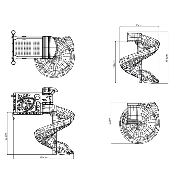 قطعه سرسره فضای باز کودک مدل سر پیچی زرد کد P340