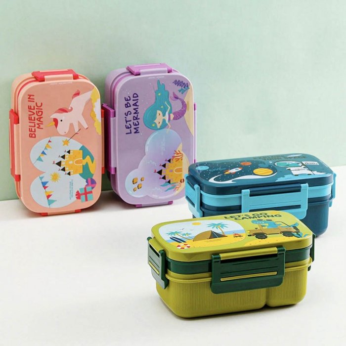 لانچ باکس دو طبقه کودک طرح دایناسور فضانورد کد P/104575/C