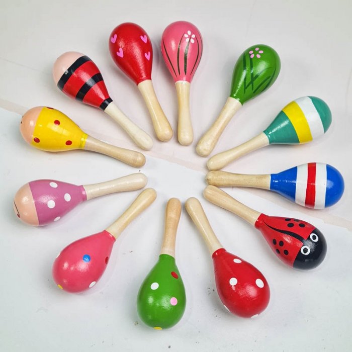 اسباب بازی جغجغه چوبی طرح راه راه سایز کوچک کد 6827882