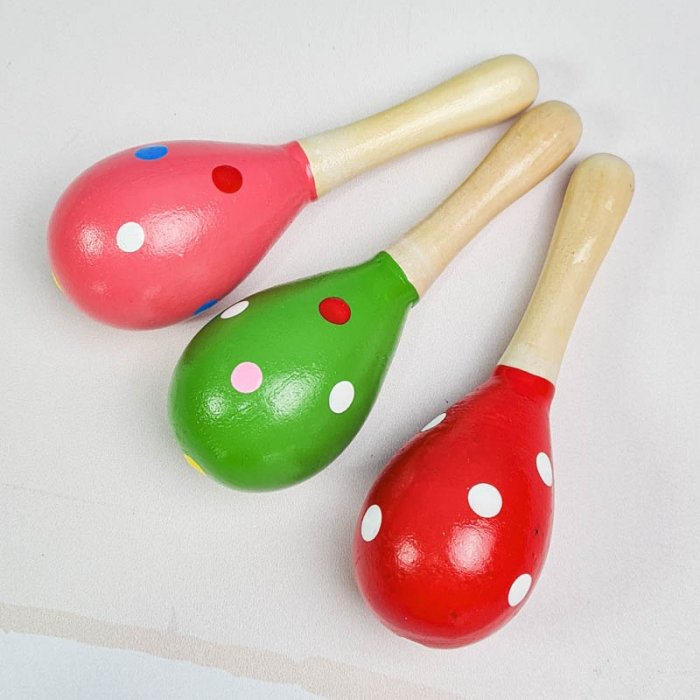 اسباب بازی جغجغه چوبی طرح خال خالی سایز کوچک کد 6827884