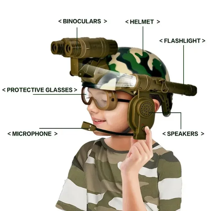 اسباب بازی کلاه و دوربین پلیس رنگ سبز ارتشی کد 12612