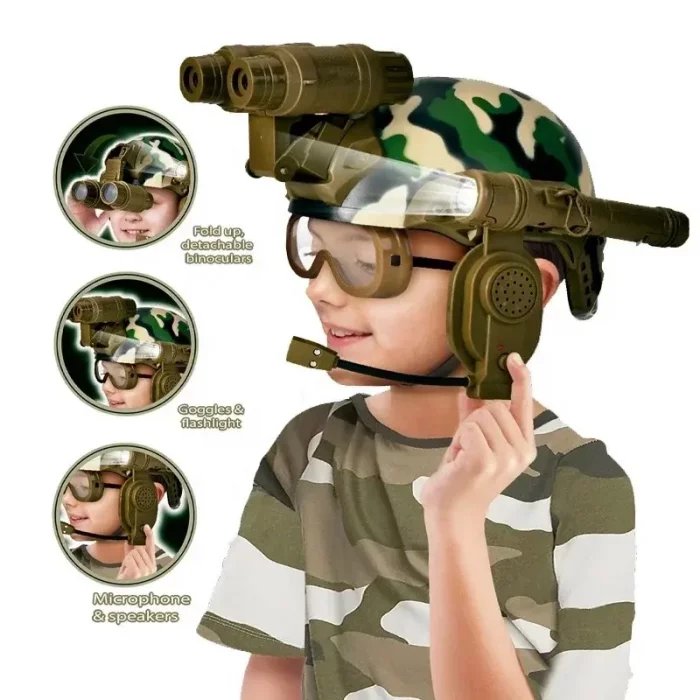 اسباب بازی کلاه و دوربین پلیس رنگ سبز ارتشی کد 12612