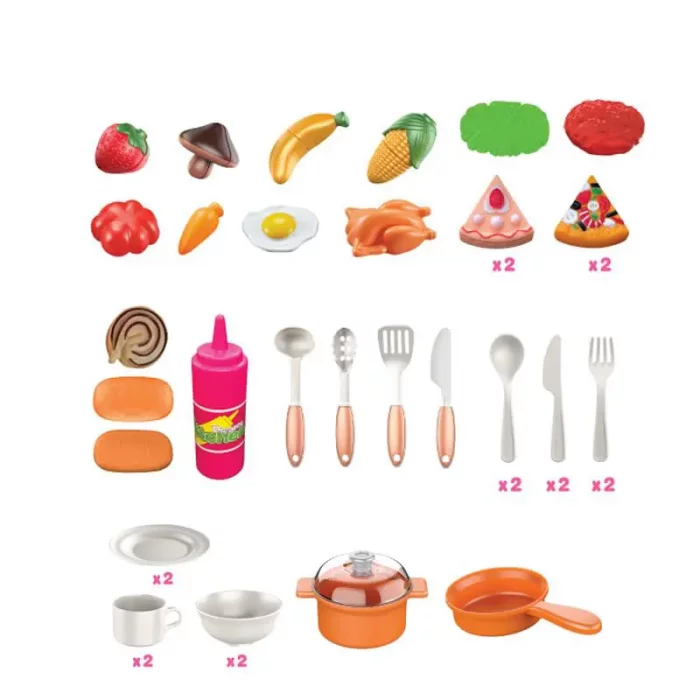 آشپزخانه کودک موزیکال رنگ صورتی کد 86T2