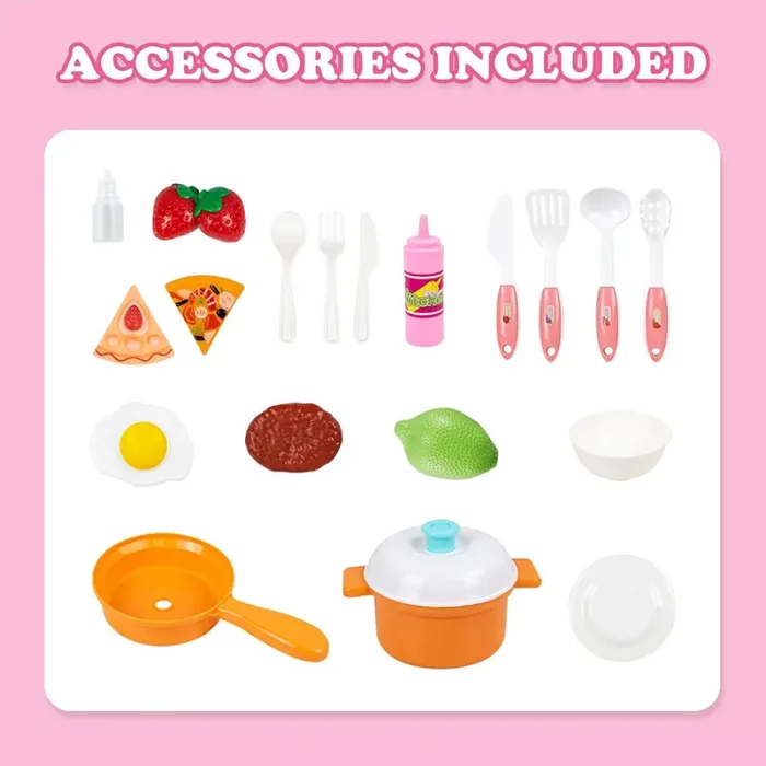 آشپزخانه کودک موزیکال رنگ صورتی کد 86T2