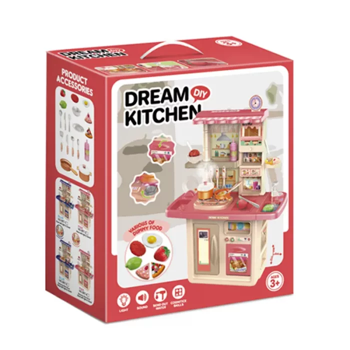 آشپزخانه کودک موزیکال رنگ صورتی کد 86T2