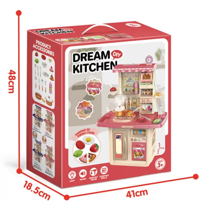 آشپزخانه کودک موزیکال رنگ صورتی کد 86T2