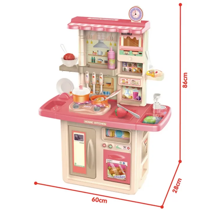 آشپزخانه کودک موزیکال رنگ صورتی کد 86T2