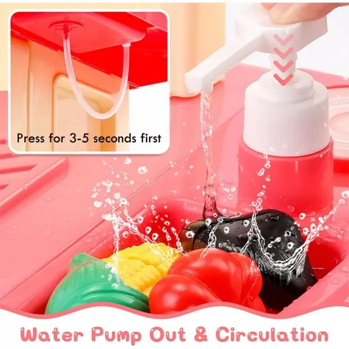 آشپزخانه کودک موزیکال رنگ صورتی کد 86T2