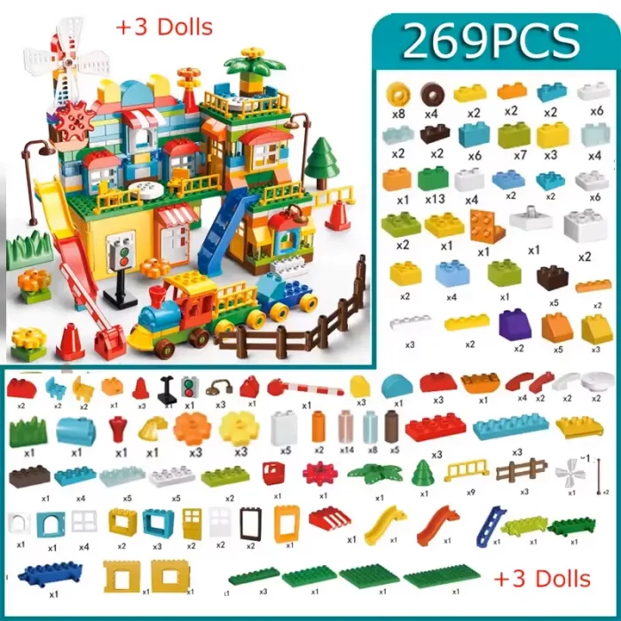 اسباب بازی لگو خانه و قطار فیلو 269 تکه FEELO کد FL1642